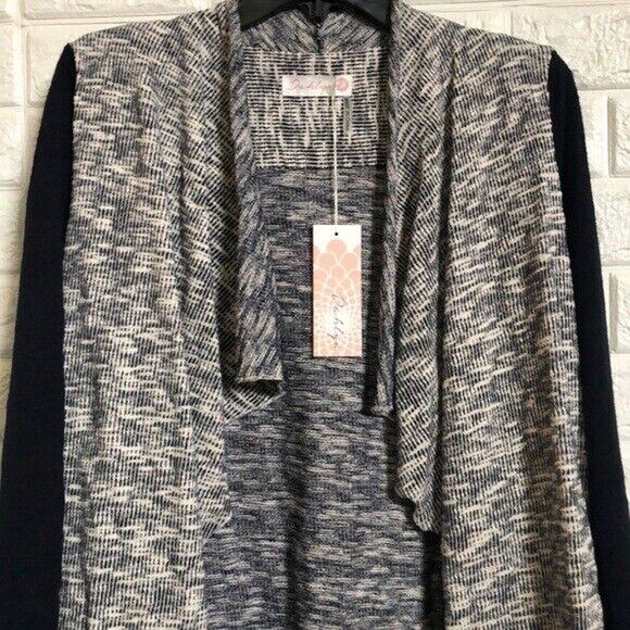 Dahlya navy blue flutter open front cardigan Women’s Size S - Picture 3 of 6